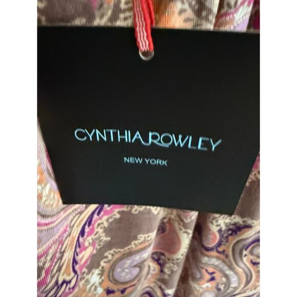 Cynthia Rowley XL Paisley Lace Trim Slip Nightgown Dress Purple Pink Rayon Blend - Picture 7 of 7